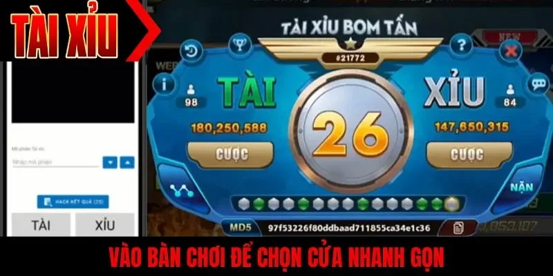 Vào bàn chơi để chọn cửa nhanh gọn